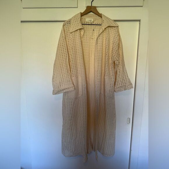 NWT Anthropologie Cream Eyelet Duster O/S - Picture 4 of 9
